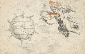 Cupid Shooting Arrows at the World Globe, 1608 ou pouco antes . de Otto van Veen.