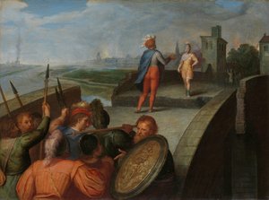 As Negociações de Paz entre Julius Civilis e o General Romano Cerialis
Negociações de Paz entre Claudius Civilis e Cerealis
uma de uma série de doze sobre a Insurreição dos Batávios contra os Romanos de Otto van Veen