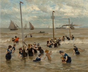 Banhando-se à beira-mar, 1876. de Otto von Thoren
