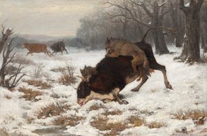 Uma vaca é atacada por lobos de Otto von Thoren