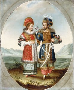 Um casal exótico, início do século 19 de Ottoman School