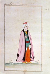 Arte otomana: um jovem turco. Imprimir a partir de um manuscrito de Ottoman School