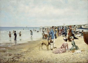 Um dia na praia, 1885 de Owen Dalziel