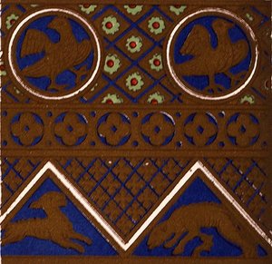 Ornamento bizantino de um caixão esmaltado de "Les Arts du Moyen Ages" de Sommerard, Capítulo VII, Placa XXIX de "Gramática de Ornamento" 1868 (cor litho) de Owen Jones