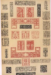 Espécimes de Embelezamentos Tipográficos do século XVI Itália e França, publicado por Aldine, Giunta e Stephan, capítulo XIX, placa XC, de 