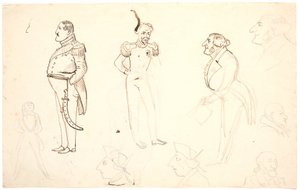 Caricatura de Frederik VII e outros, i.a. Grundtvig, provavelmente Orla Lehmann e outros. de P.C. Skovgaard