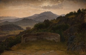 Paisagem perto de Subiaco. Pôr do sol de P.C. Skovgaard