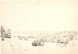 Paisagem com vista para o lago Skarrit. de P.C. Skovgaard