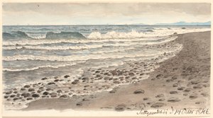 Praia com vista sobre o Kattegat em direção a Kullen. de P.C. Skovgaard