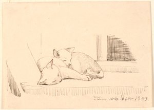 Dois gatos dormindo. de P.C. Skovgaard