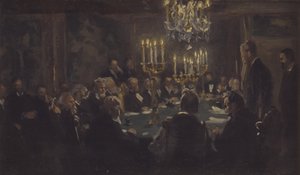 Esboço de composição para "A Meeting in the Society of Sciences" na Society of Sciences de Peder Severin Krøyer