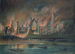Incêndio nas Casas do Parlamento, 16 de outubro de 1834 (guache) de P.T. Cameron
