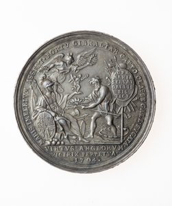 Medalha de Comemoração das Vitórias Britânicas, 1704 (prata) de P. H. Muller