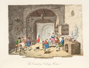 The Country Eating House, de Cenário Italiano, representando os modos, costumes e diversões dos diferentes estados da Itália, pub. 1806 (gravura colorida à mão) de P. van (after) Lerberghi