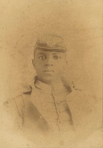 Cartão de gabinete do coronel Charles Young como cadete em West Point, 1889. de Pach Bros