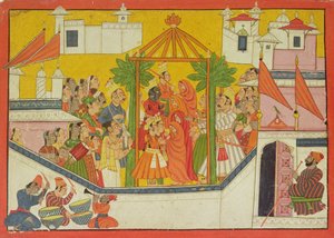 62.2445 O casamento de Rama e seus irmãos da Sangri Ramayana, Kulu-Mandi, Himachal Pradesh, 1760-65