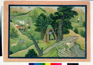 74.73 Rama e Lakshmana vagando em busca de Sita, do Ramayana, Kangra, Himachal Pradesh, 1780