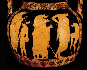 Encontro de namorados. Ânfora com figuras vermelhas. 510-500 A.C. ... de Painter Dikaios