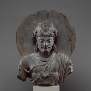 Busto de um Bodhisattva Shakyamuni, século 3-4 (xisto)