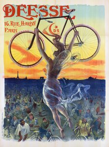 Cartaz Francês Vintage de uma Deusa com uma Bicicleta, c.1898 (cor litho)