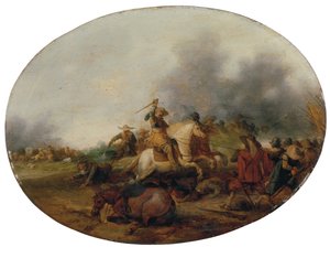 Uma escaramuça de cavalaria com um cavalo caído, 1637