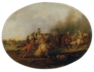 Uma escaramuça de cavalaria com um soldado caído, 1637