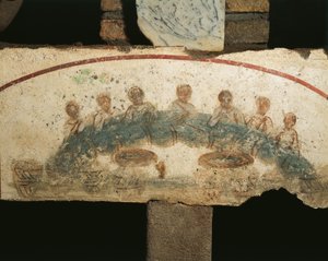 Banquete Eucarístico, Cubicula of the Sacraments (fresco) de Paleo Christian