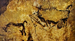 Bisão ferido, homem ferido e rinoceronte lanudo, Lascaux (pintura rupestre)
