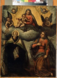 Virgem e Criança com Santos. Pintura de Jacopo Palma il Giovane (The Young de Palma Il  Giovane