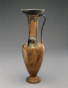 Loutrophoros Hydria com procissão de casamento, 480-460 AC (terracota) de Pan Painter (attr. to)