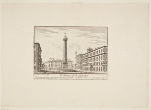 Coluna de M. Aurélio. 1. Palazzo Niccolini. 2. Palácio do Vice-Gerente. 3. Monte Citório. 4. Palácio Chigi de Paolo Anesi