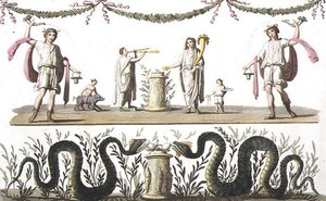 Frescoes from the lararium of a private house at Pompeii, from 