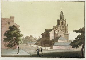 Independence Hall, Filadélfia, Pensilvânia, de &39;Le Costume Ancien et Moderne&39;, Volume I, placa 41, por Jules Ferrario, publicado c.1820s-30s (gravura a cores) de Paolo Fumagalli