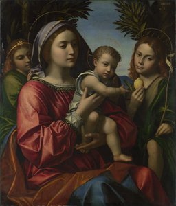 A Virgem e o Menino com o Batista e um Anjo, c. 1516 de Paolo Morando