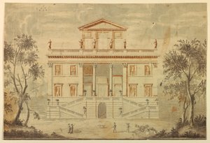 Desenho, Alçado de uma Villa, 1750-70 de Paolo Posi