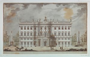Desenho, Projeto de Elevação de uma Villa, finais do século XVIII de Paolo Posi