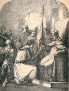 Hugh de Vermandois recebendo uma bandeira consagrada do Papa Urbano, 1869 de Paolo Priolo