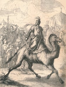 Saladin Escapando em um rápido dromedário, 1869 de Paolo Priolo
