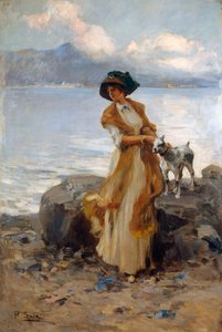 Harmonia no Lago Mergozzo, de Paolo Sala (1859-1924), óleo sobre tela