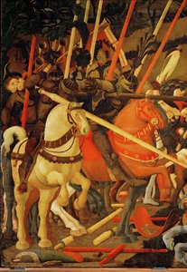 Cavaleiros de armadura (têmpera sobre madeira) de Paolo Uccello
