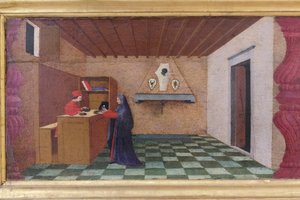 Predela da profanação da hóstia, pormenor de Paolo Uccello