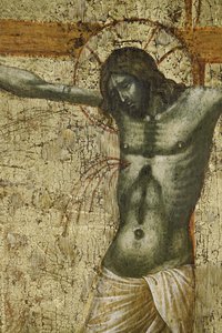 Cristo, detalhe do 1630100 Políptico da Crucificação com Santos