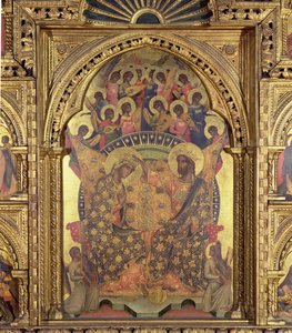 Coroação da Virgem detalhe do polyptych de Paolo Veneziano