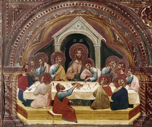 A Última Ceia, detalhe do políptico de Santa Chiara (óleo sobre madeira, cerca de 1350)