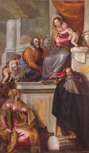 A Sagrada Família com São João Batista, Santo António Abade e Santa Catarina, 1551 de Paolo Veronese