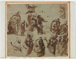 Vários Esboços de Madonna e Criança, c. 1580 de Paolo Veronese
