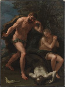Adão e Eva lamentando sobre o corpo de Abel de Paolo de Matteis