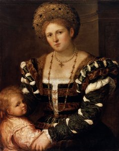 Retrato de uma senhora com um menino, década de 1530 de Paris Bordone