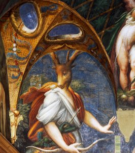 Actaeon transformado em veado por Diana, detalhe do salão Diane e Acteon de Parmigianino