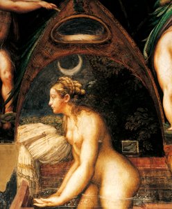 Diana e Actaeon, de Francesco Mazzola, conhecido como Parmigianino (1503-1540), detalhe. Fortaleza de San Vitale em Fontanellato, Emilia Romagna. de Parmigianino